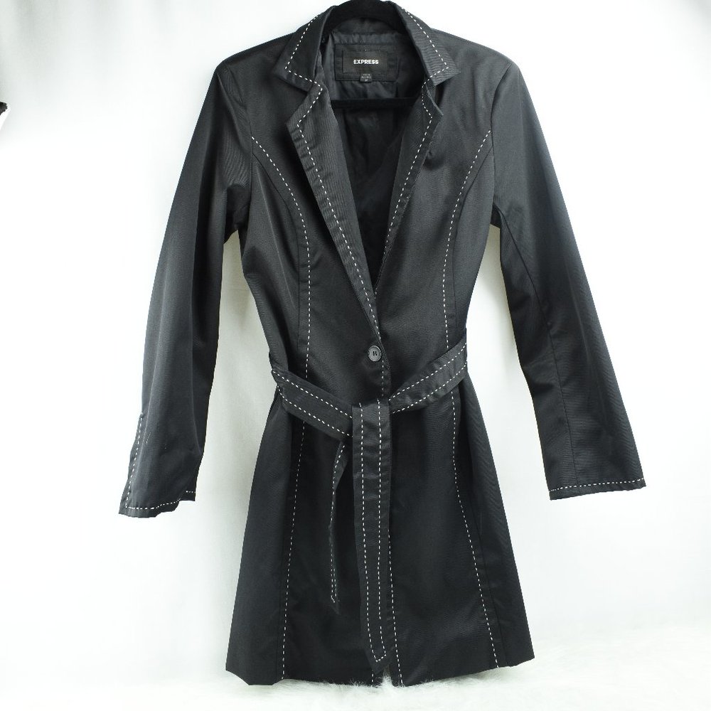 Express Black Trench Coat Womens Jacket Size M - Picture 1 of 7